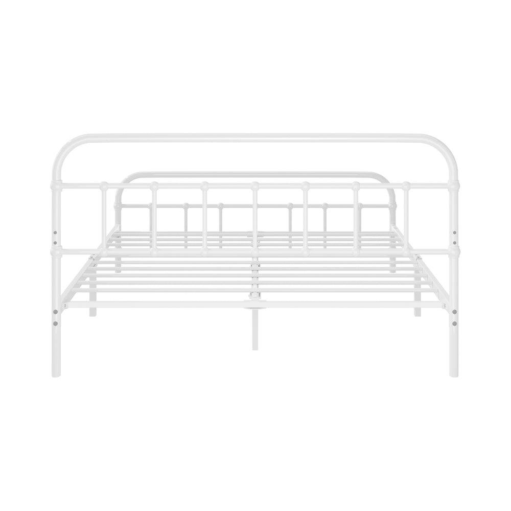 Oikiture Bed Frame Metal Double Size Bed Platform White-Metal Bed Frames-PEROZ Accessories