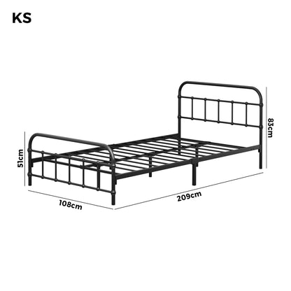 Oikiture Metal Bed Frame King Single Size Bed Base Platform-Metal Bed Frames-PEROZ Accessories
