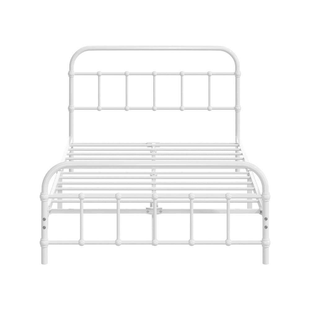 Oikiture Bed Frame Metal King Single Bed Platform White-Metal Bed Frames-PEROZ Accessories