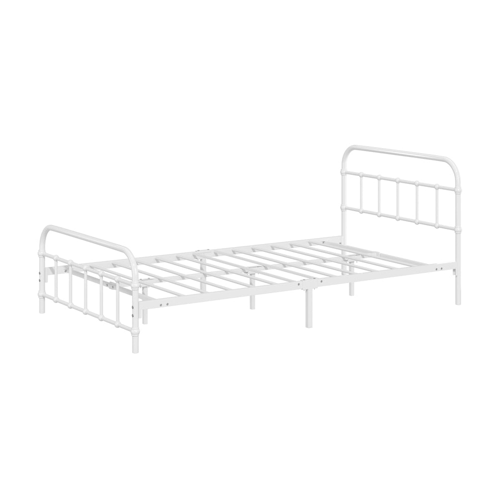 Oikiture Bed Frame Metal King Single Bed Platform White-Metal Bed Frames-PEROZ Accessories