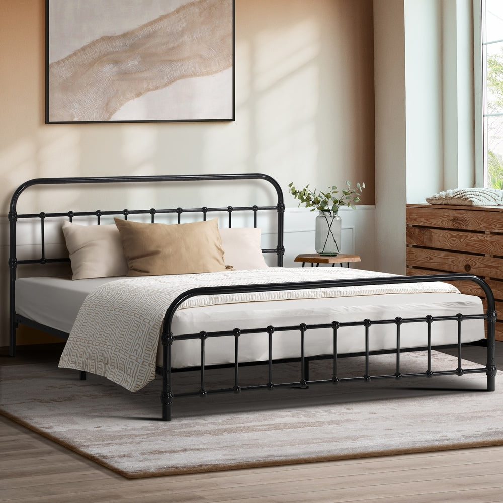 Oikiture Metal Bed Frame Queen Size Bed Base Platform-Metal Bed Frames-PEROZ Accessories