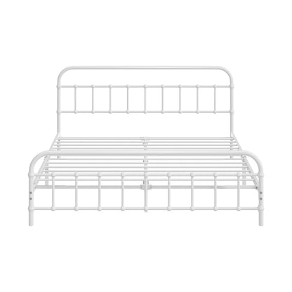 Oikiture Bed Frame Metal Queen Size Bed Platform White-Metal Bed Frames-PEROZ Accessories