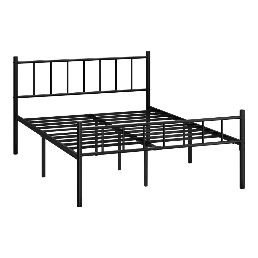 Oikiture Bed Frame Double Size Metal Base Platform Black COMA-Metal Bed Frame-PEROZ Accessories