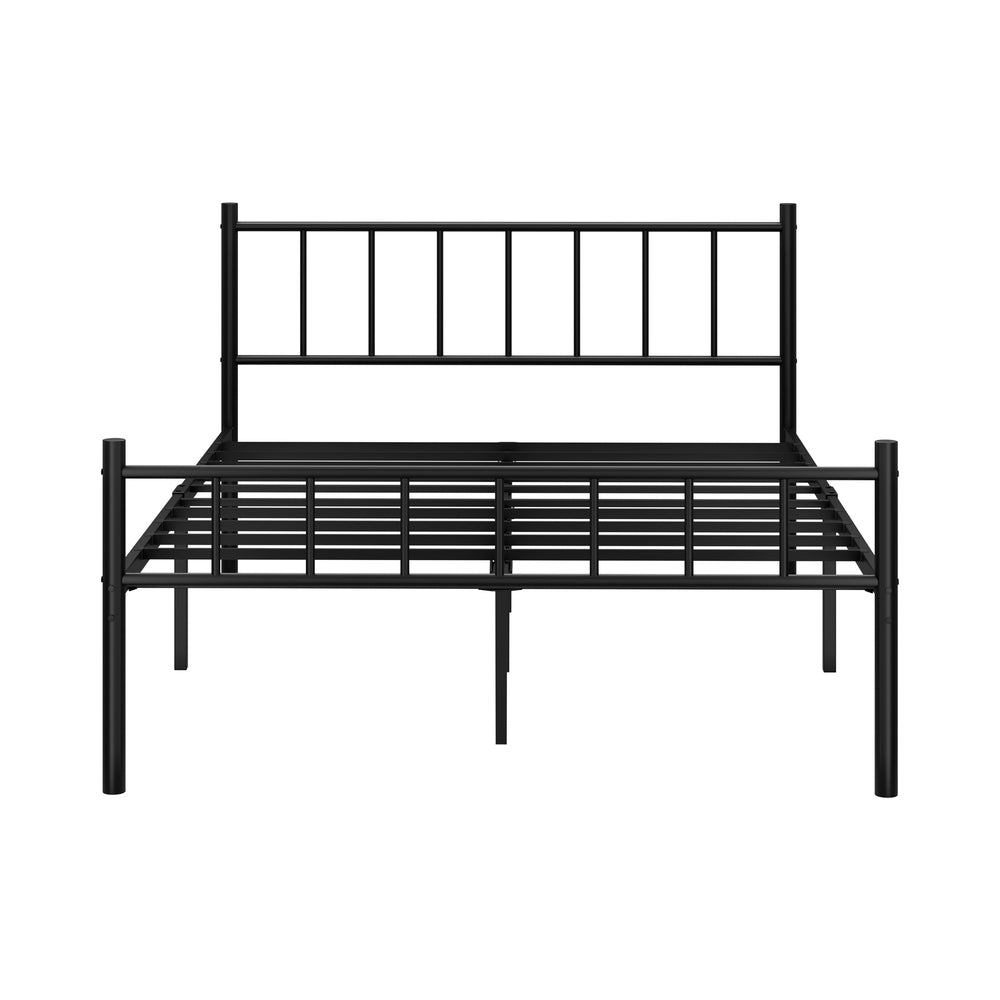 Oikiture Bed Frame Double Size Metal Base Platform Black COMA-Metal Bed Frame-PEROZ Accessories