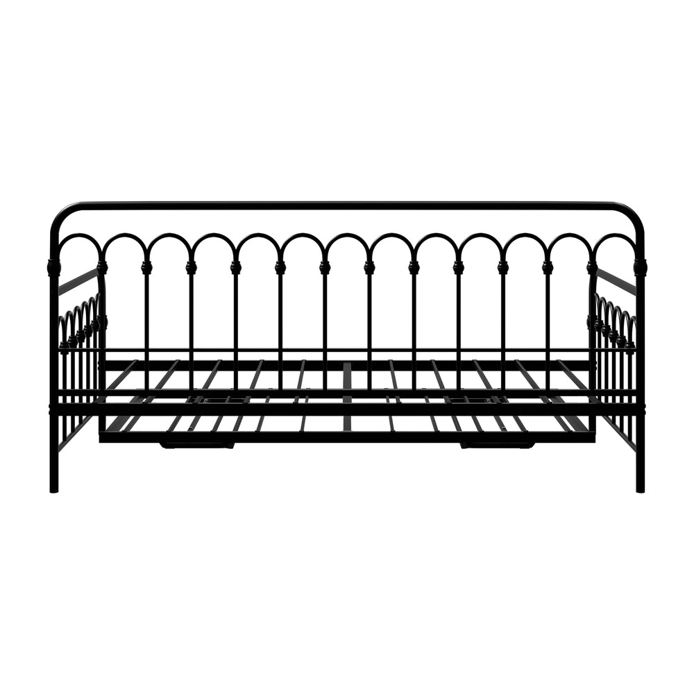 Oikiture Trundle Bed Frame Daybed Single Size Base Metal Black-Metal Bed Frame-PEROZ Accessories