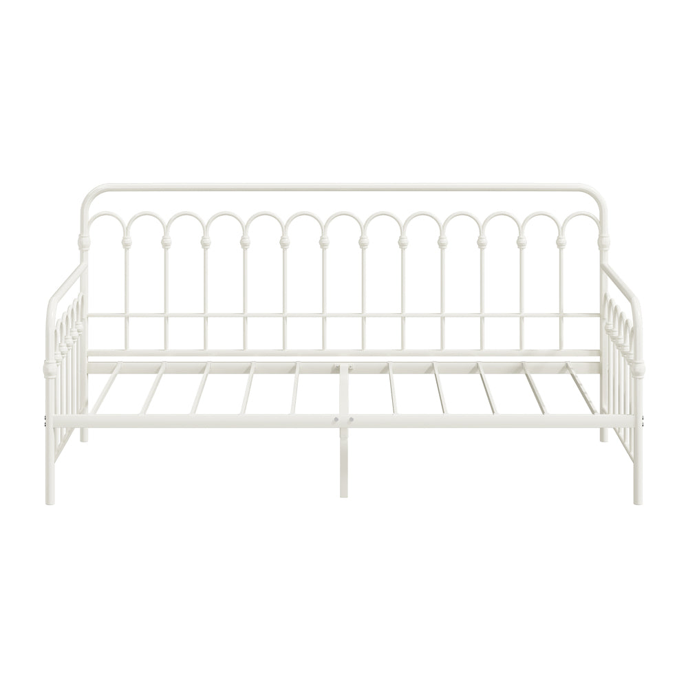Oikiture Metal Daybed Frame Single Size Sofa Bed Steel Slat Beige-Metal Bed Frame-PEROZ Accessories