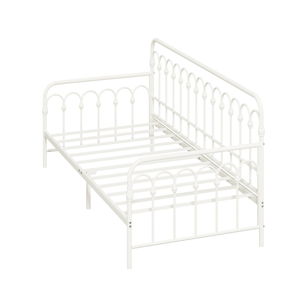 Oikiture Metal Daybed Frame Single Size Sofa Bed Steel Slat Beige-Metal Bed Frame-PEROZ Accessories