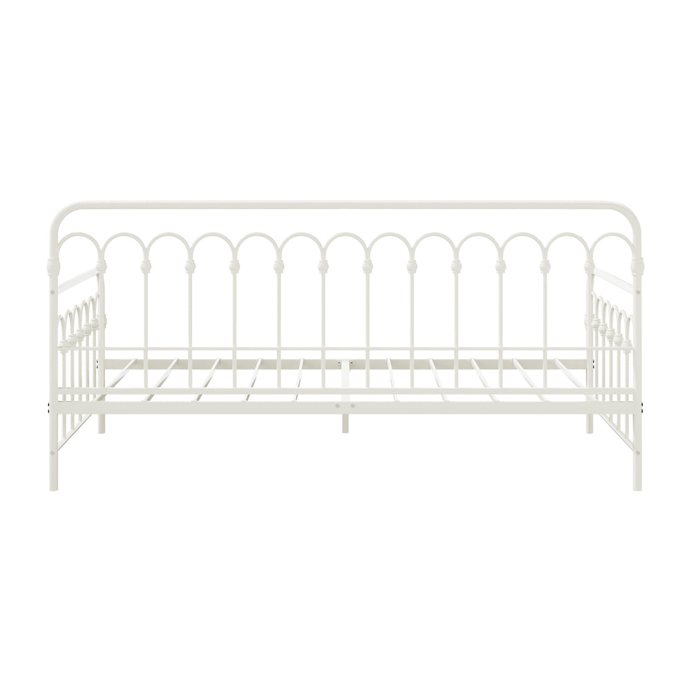 Oikiture Metal Daybed Frame Single Size Sofa Bed Steel Slat Beige-Metal Bed Frame-PEROZ Accessories