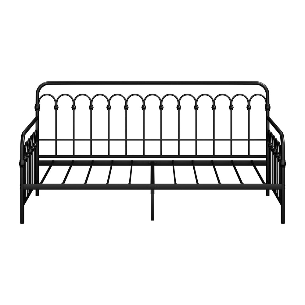 Oikiture Metal Daybed Frame Single Size Sofa Bed Steel Slat Black-Metal Bed Frame-PEROZ Accessories