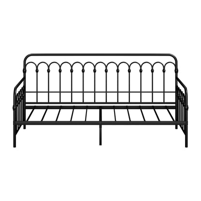 Oikiture Metal Daybed Frame Single Size Sofa Bed Steel Slat Black-Metal Bed Frame-PEROZ Accessories