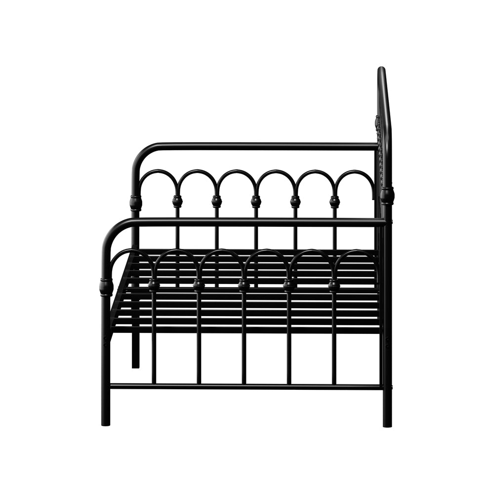 Oikiture Metal Daybed Frame Single Size Sofa Bed Steel Slat Black-Metal Bed Frame-PEROZ Accessories