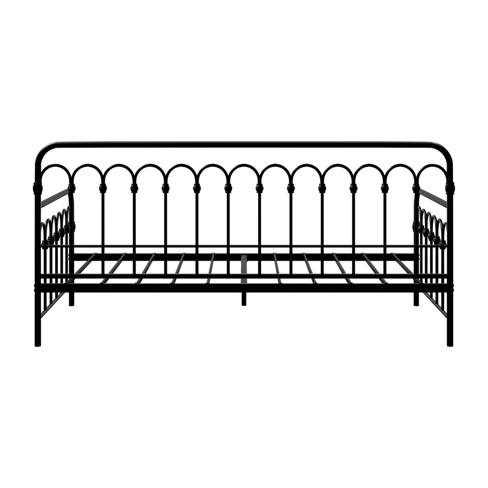Oikiture Metal Daybed Frame Single Size Sofa Bed Steel Slat Black-Metal Bed Frame-PEROZ Accessories