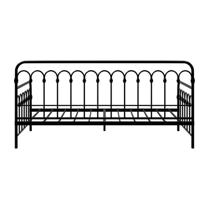 Oikiture Metal Daybed Frame Single Size Sofa Bed Steel Slat Black-Metal Bed Frame-PEROZ Accessories