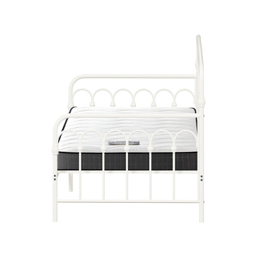 Oikiture Metal Daybed Frame Single Size Sofa Bed with Mattress Beige-Metal Bed Frame-PEROZ Accessories