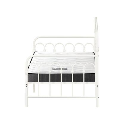 Oikiture Metal Daybed Frame Single Size Sofa Bed with Mattress Beige-Metal Bed Frame-PEROZ Accessories