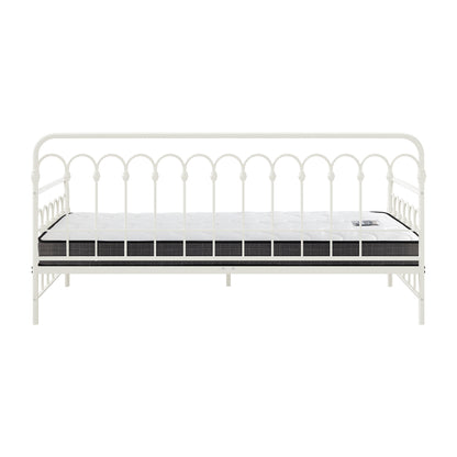 Oikiture Metal Daybed Frame Single Size Sofa Bed with Mattress Beige-Metal Bed Frame-PEROZ Accessories