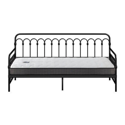 Oikiture Metal Daybed Frame Single Size Sofa Bed with Mattress Black-Metal Bed Frame-PEROZ Accessories
