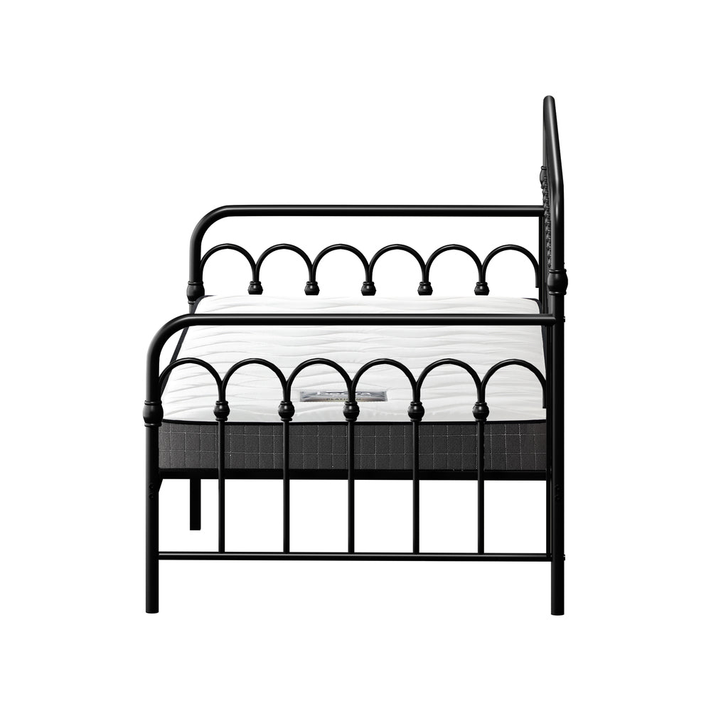 Oikiture Metal Daybed Frame Single Size Sofa Bed with Mattress Black-Metal Bed Frame-PEROZ Accessories