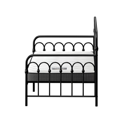 Oikiture Metal Daybed Frame Single Size Sofa Bed with Mattress Black-Metal Bed Frame-PEROZ Accessories