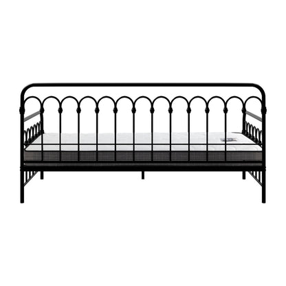 Oikiture Metal Daybed Frame Single Size Sofa Bed with Mattress Black-Metal Bed Frame-PEROZ Accessories