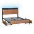 Oikiture Metal Bed Frame Double Size LED Headboard 2 Storage Drawers USB-Metal Bed Frame-PEROZ Accessories