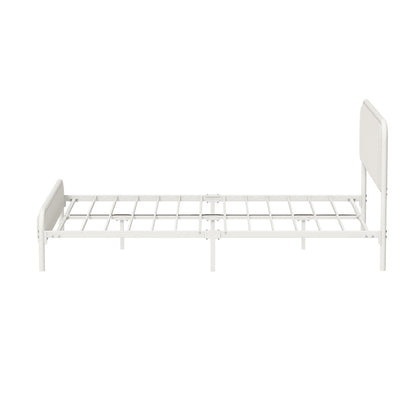 Oikiture Metal Bed Frame Double Size Bedhead Boucle Fabric Beige-Metal Bed Frame-PEROZ Accessories