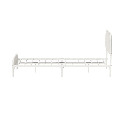 Oikiture Metal Bed Frame King Single Size Bedhead Boucle Fabric Beige-Metal Bed Frame-PEROZ Accessories