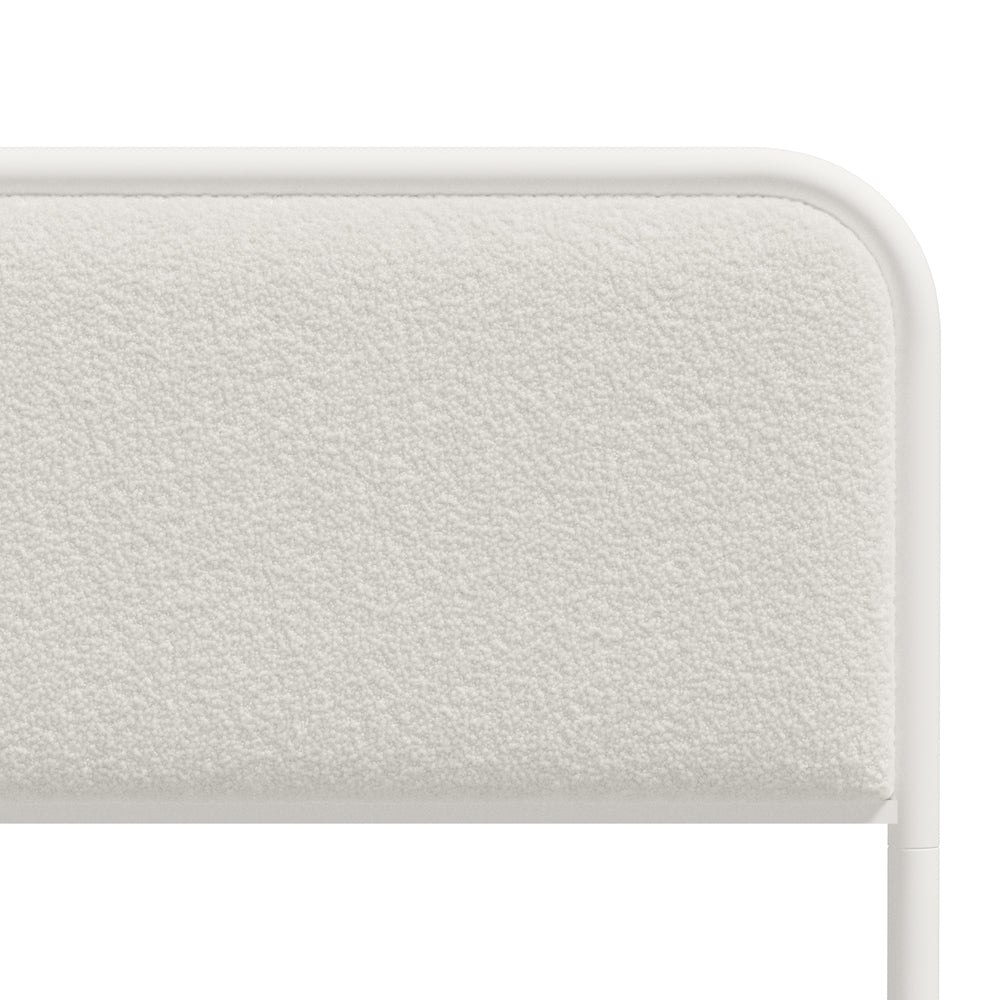 Oikiture Metal Bed Frame King Single Size Bedhead Boucle Fabric Beige-Metal Bed Frame-PEROZ Accessories