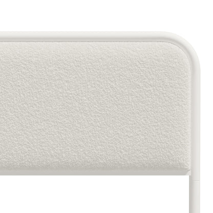 Oikiture Metal Bed Frame King Single Size Bedhead Boucle Fabric Beige-Metal Bed Frame-PEROZ Accessories