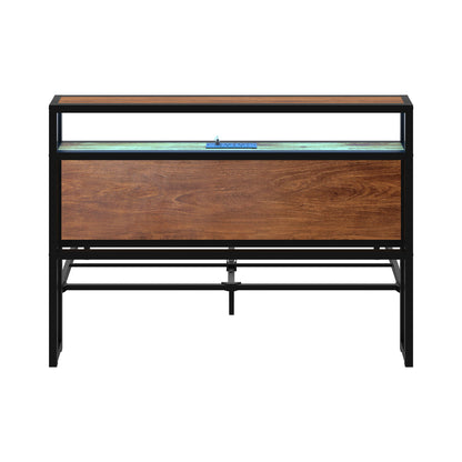 Oikiture Metal Bed Frame Double Size LED Storage Headboard USB Charge-Metal Bed Frame-PEROZ Accessories