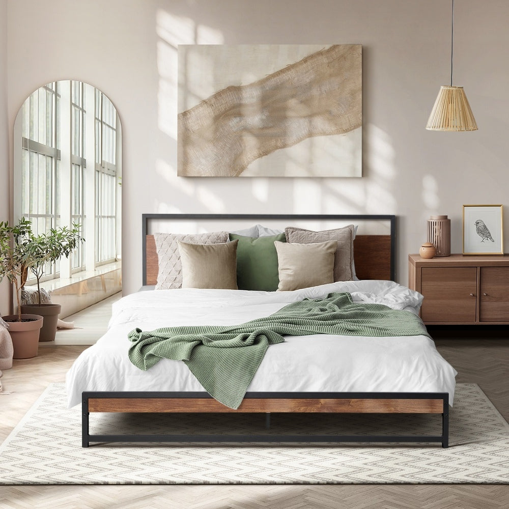 Oikiture Metal Bed Frame King Size Beds Platform Wood-Metal Bed Frames-PEROZ Accessories
