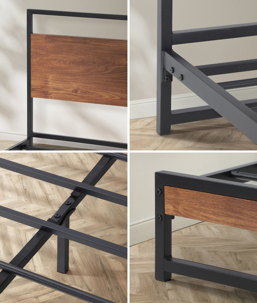Oikiture Metal Bed Frame King Size Beds Platform Wood-Metal Bed Frames-PEROZ Accessories