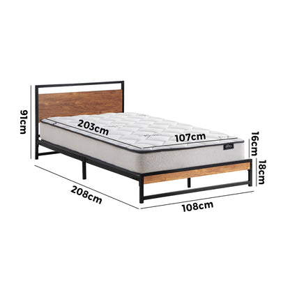Oikiture Metal Bed Frame King Single Beds Platform with Mattress-Bed Frame-PEROZ Accessories