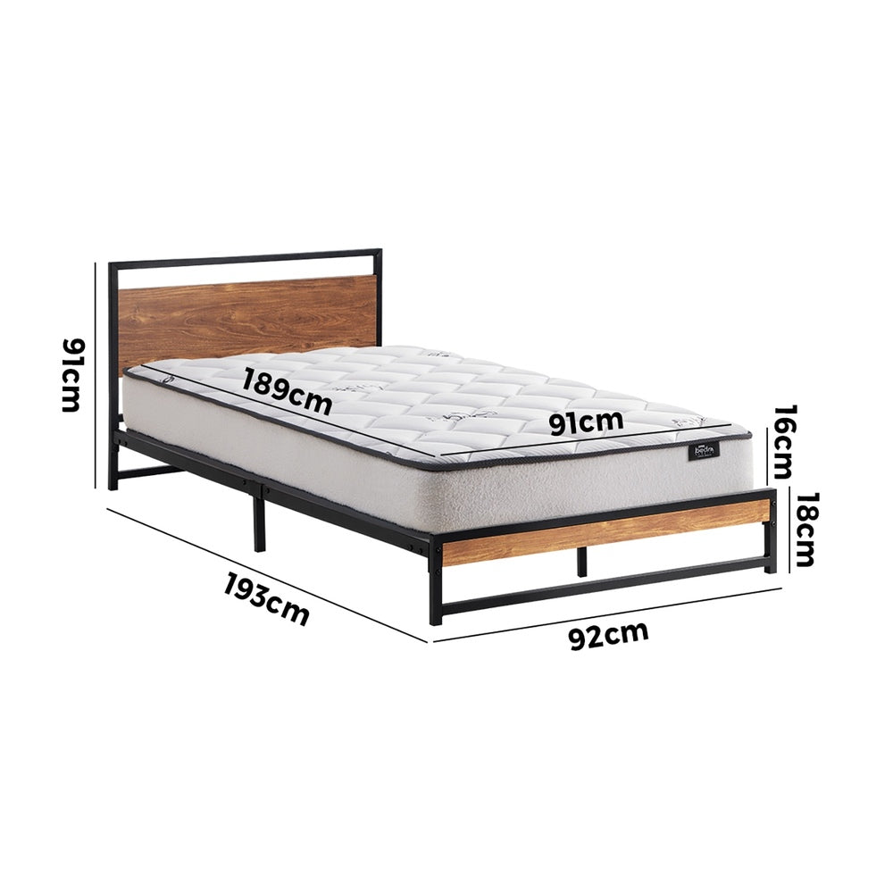 Oikiture Metal Bed Frame Single Size Beds Platform with Mattress-Bed Frame-PEROZ Accessories