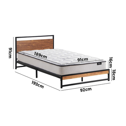 Oikiture Metal Bed Frame Single Size Beds Platform with Mattress-Bed Frame-PEROZ Accessories