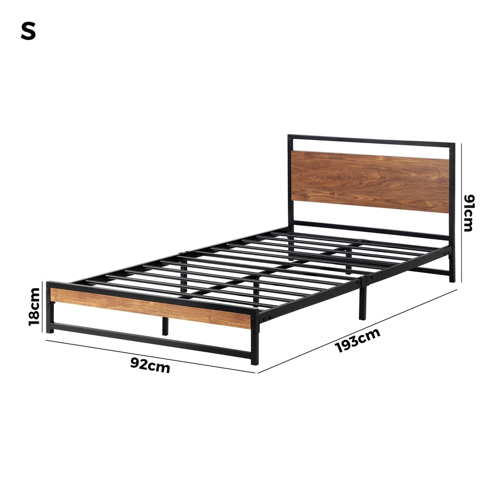 Oikiture Metal Bed Frame Single Size Beds Platform Wood-Metal Bed Frames-PEROZ Accessories