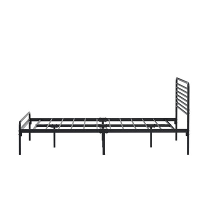 Oikiture Double Metal Bed Frame Railing-style Black-Metal Bed Frames-PEROZ Accessories