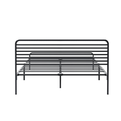 Oikiture Double Metal Bed Frame Railing-style Black-Metal Bed Frames-PEROZ Accessories