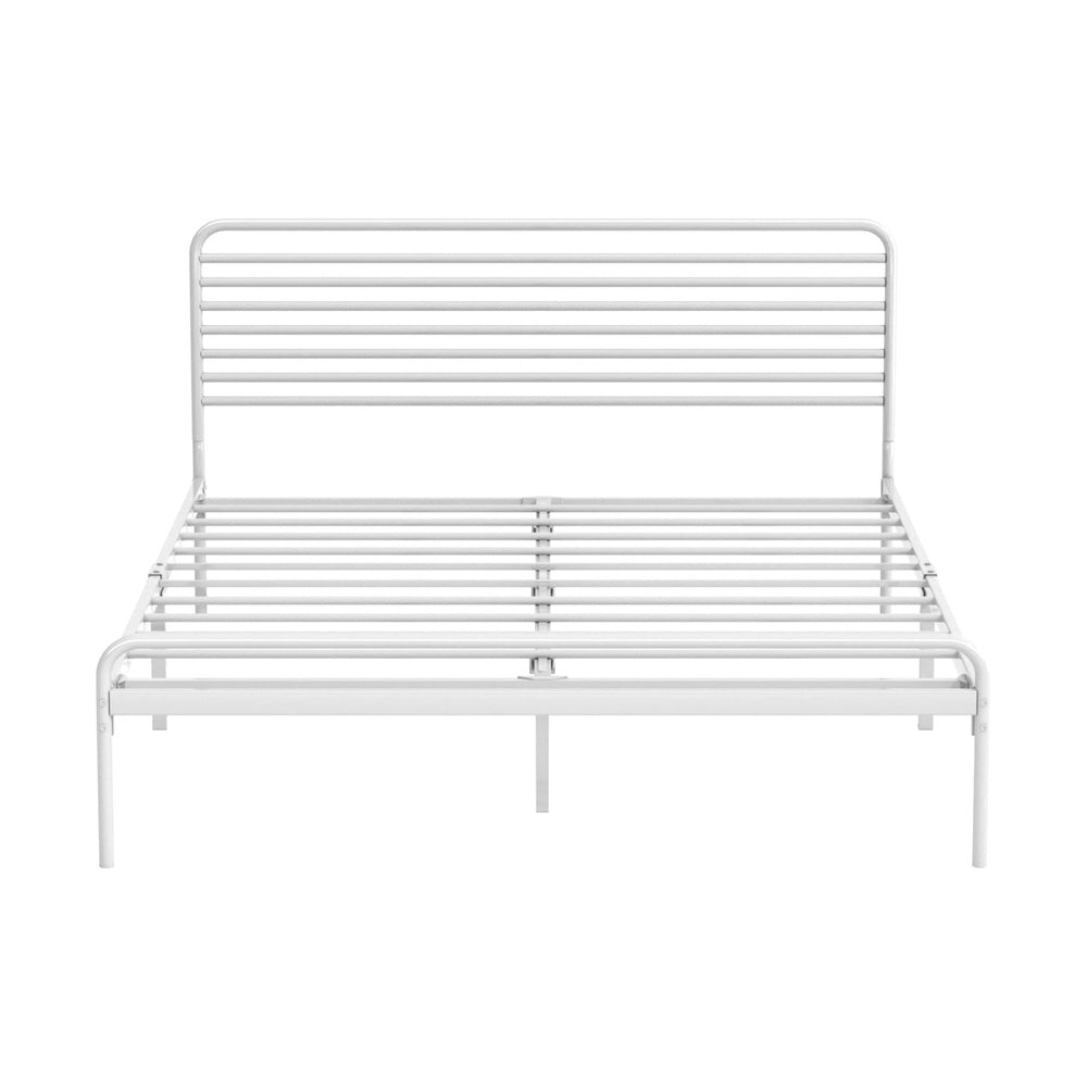 Oikiture Metal Bed Frame Double Size Platform White-Metal Bed Frames-PEROZ Accessories