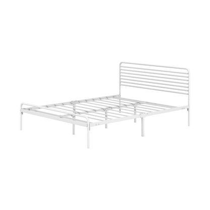 Oikiture Metal Bed Frame Double Size Platform White-Metal Bed Frames-PEROZ Accessories