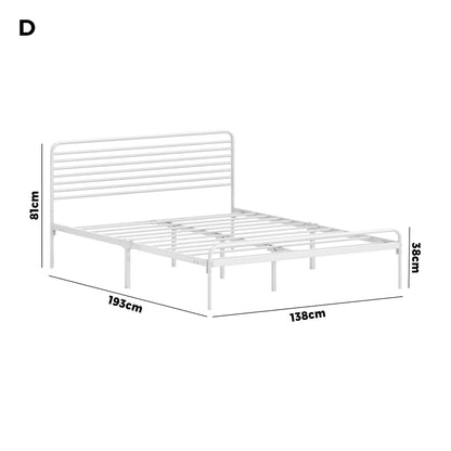 Oikiture Metal Bed Frame Double Size Platform White-Metal Bed Frames-PEROZ Accessories