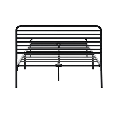 Oikiture King Single Metal Bed Frame Railing-style Black-Metal Bed Frames-PEROZ Accessories