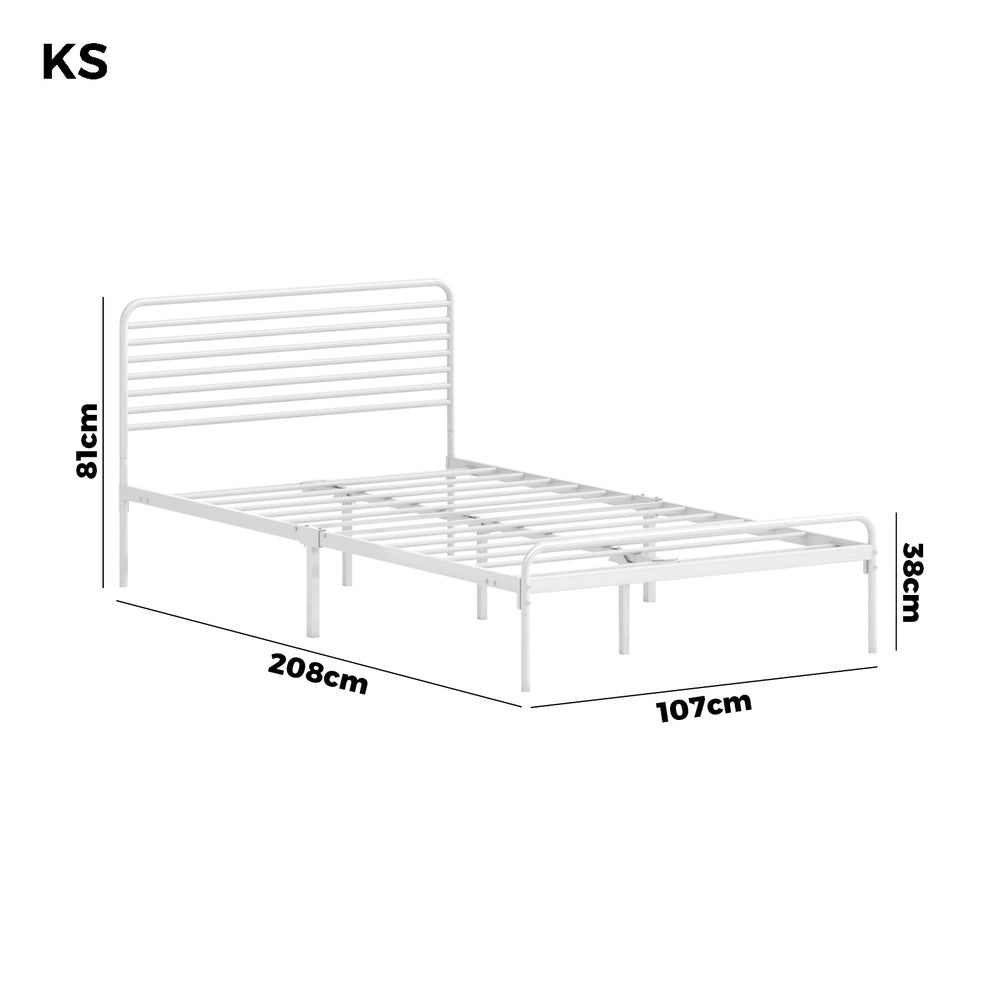 Oikiture Metal Bed Frame King Single Platform White-Metal Bed Frames-PEROZ Accessories