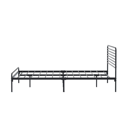 Oikiture Queen Metal Bed Frame Railing-style Black-Metal Bed Frames-PEROZ Accessories