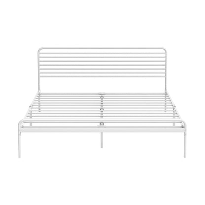 Oikiture Metal Bed Frame Queen Size Platform White-Metal Bed Frames-PEROZ Accessories