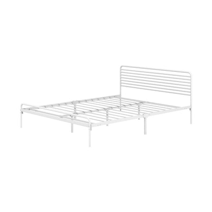 Oikiture Metal Bed Frame Queen Size Platform White-Metal Bed Frames-PEROZ Accessories