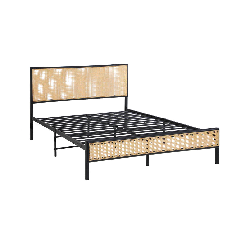 Oikiture Metal Bed Frame King Single Size with Rattan Board-Metal Bed Frame-PEROZ Accessories