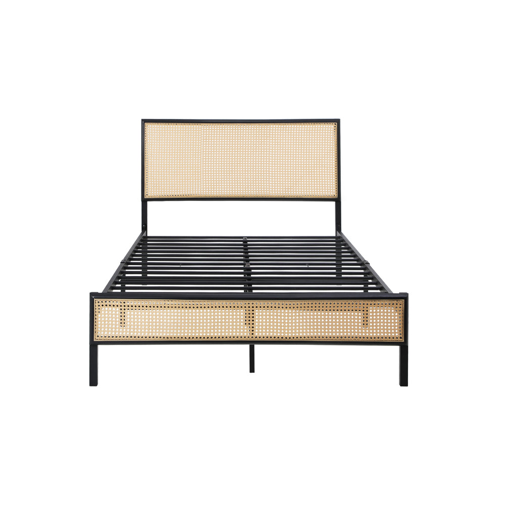 Oikiture Metal Bed Frame King Single Size with Rattan Board-Metal Bed Frame-PEROZ Accessories