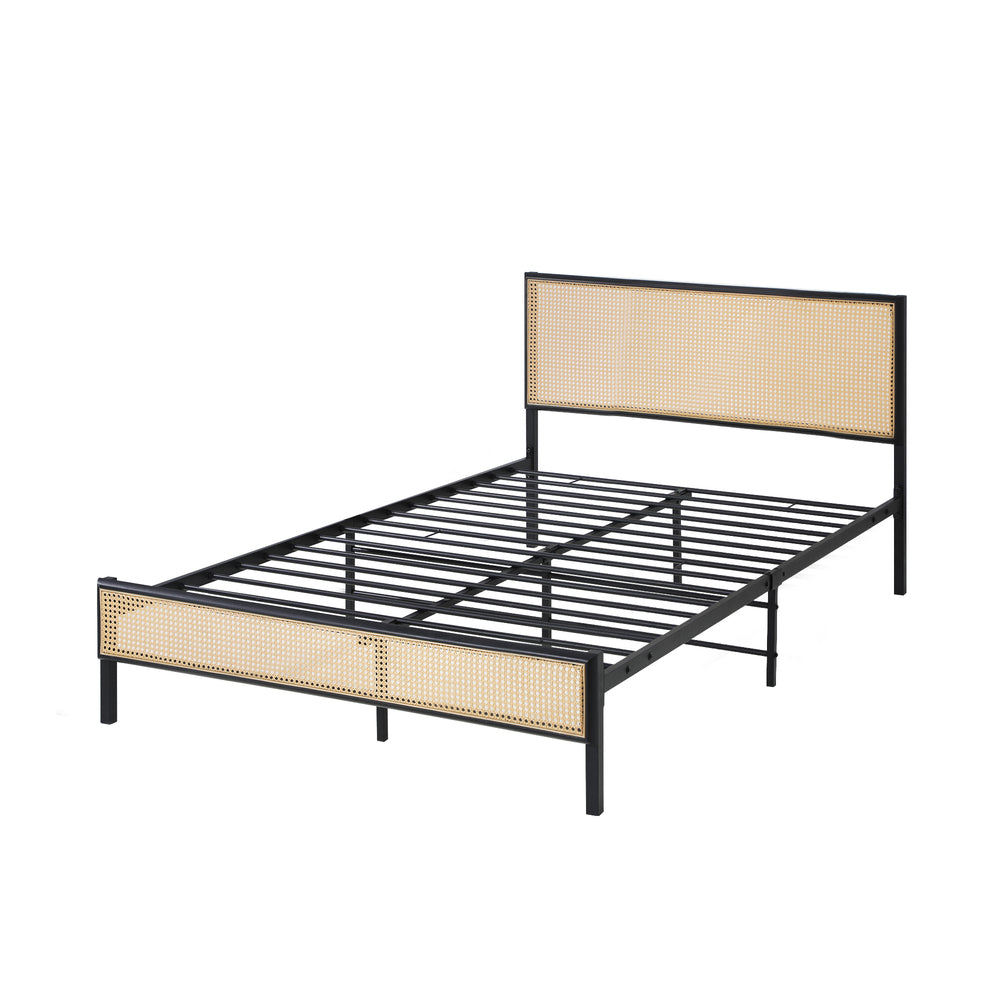 Oikiture Metal Bed Frame King Single Size with Rattan Board-Metal Bed Frame-PEROZ Accessories