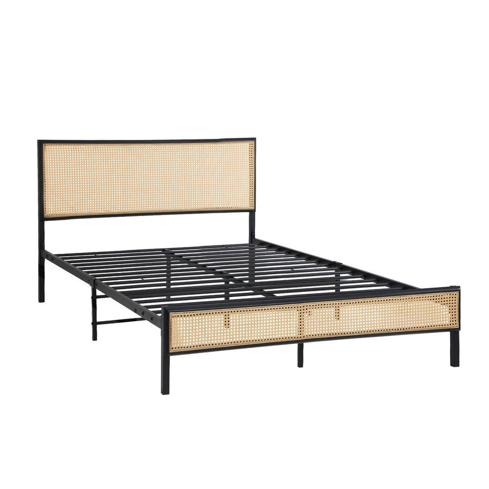 Oikiture Metal Bed Frame King Single Size with Rattan Board-Metal Bed Frame-PEROZ Accessories